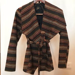 MOVING SALE! Tie waist boho pattern coat - Small